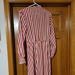 CRAZY CLOWN Red and White Striped Dress
